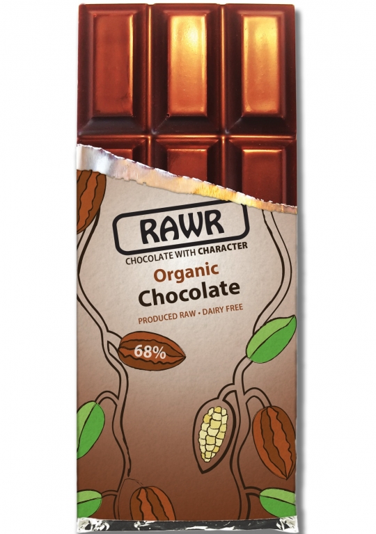 Ciocolata neagra 68%cacao clasica raw eco 60g - RAWR