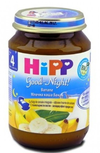 Terci lapte gris banane Noapte Buna bebe +4luni 190g - HIPP ORGANIC
