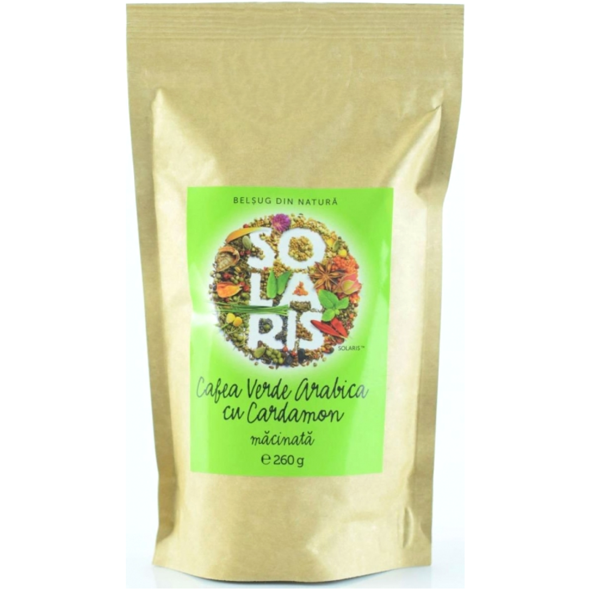 Cafea verde arabica macinata cu cardamom 260g - SOLARIS