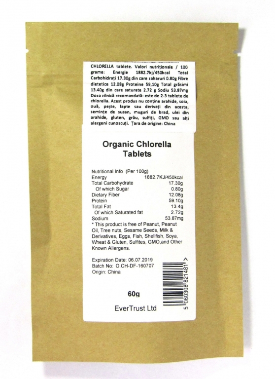 Chlorella organica tablete 60cp - EVERTRUST
