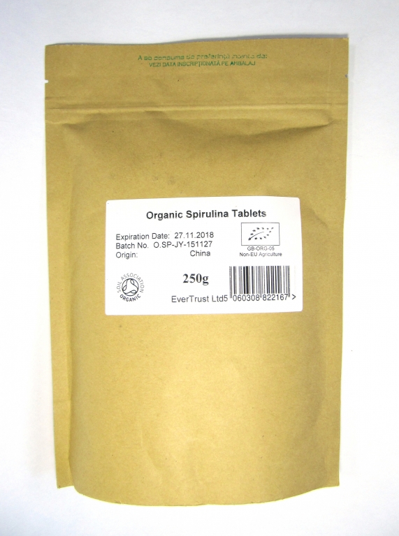 Spirulina organica tablete 250g 500cp - EVERTRUST