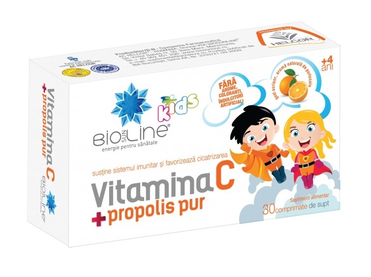 Vitamina C propolis pur copii 30cp - AC HELCOR