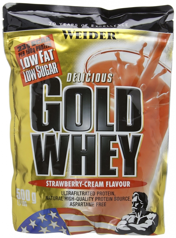 Pulbere proteica zer concentrat Gold capsuni 500g - WEIDER