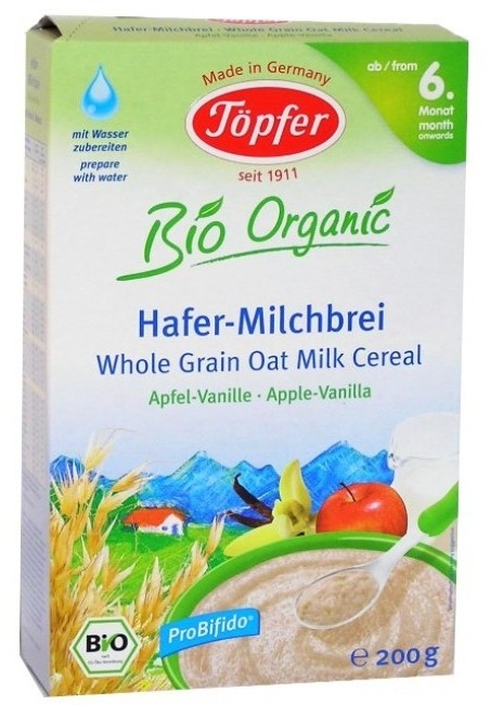 Cereale ovaz lapte mere vanilie bebe +6luni 200g - TOPFER