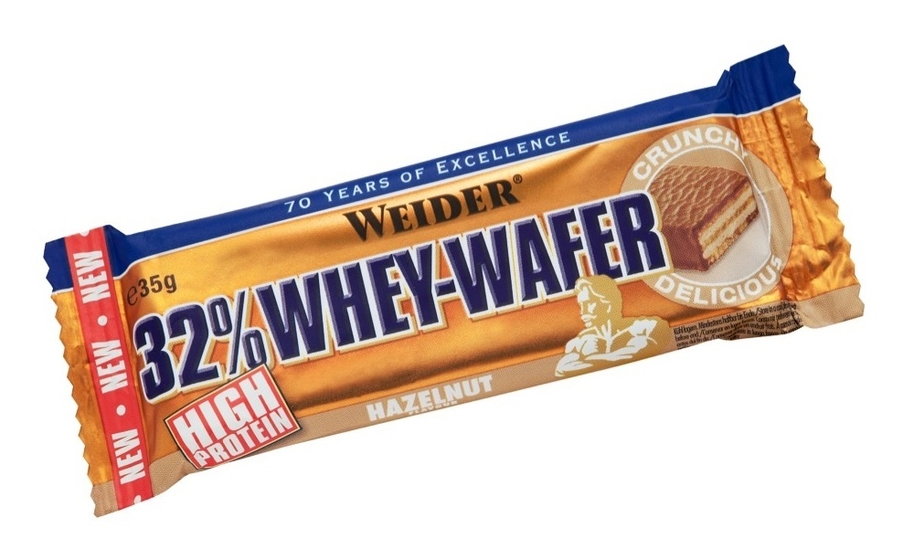 Baton proteic 32% WheyWafer alune 35g - WEIDER