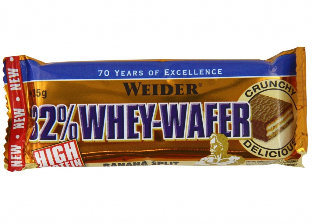 Baton proteic 32% WheyWafer banana split 35g - WEIDER