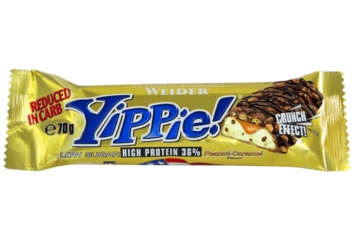 Baton proteic 36% Yippie alune caramel 70g - WEIDER