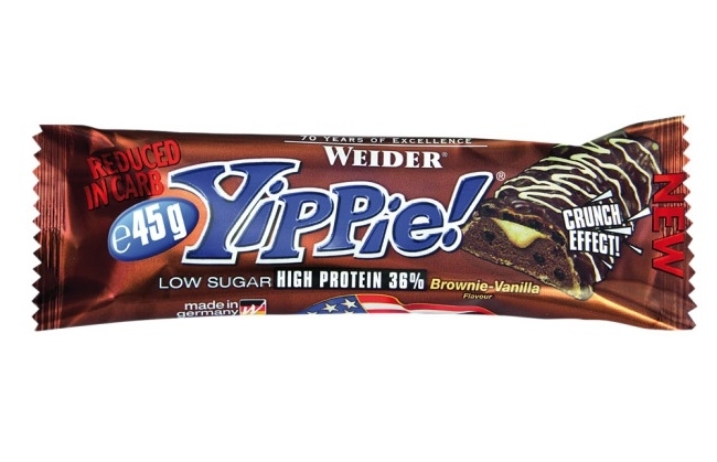 Baton proteic 36% Yippie brownie vanilie 45g - WEIDER