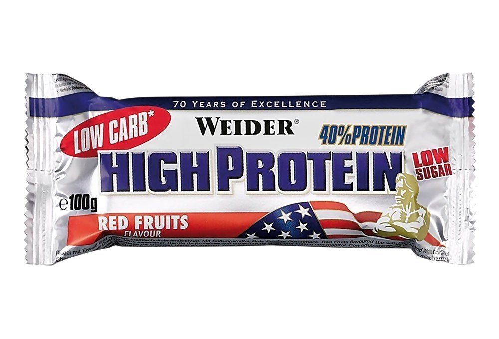 Baton proteic 40% HighProtein fructe rosii 100g - WEIDER