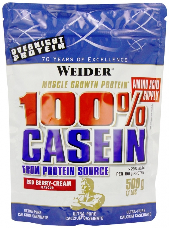 Pulbere proteica caseina 100% zi noapte fructe rosii crema 500g - WEIDER