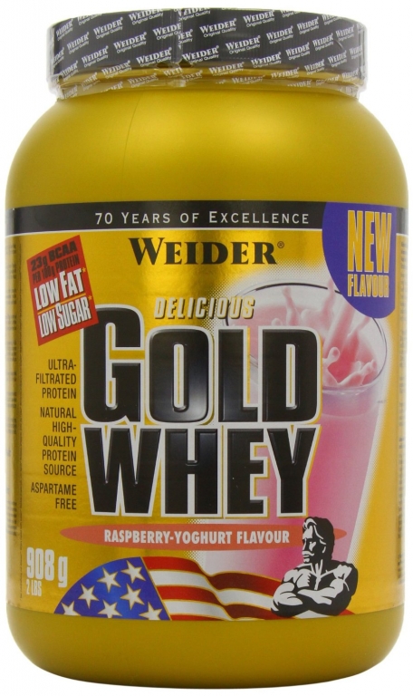 Pulbere proteica zer concentrat Gold zmeura iaurt 908g - WEIDER