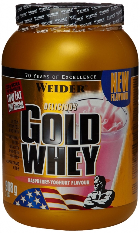 Pulbere proteica zer concentrat Gold zmeura iaurt 908g - WEIDER
