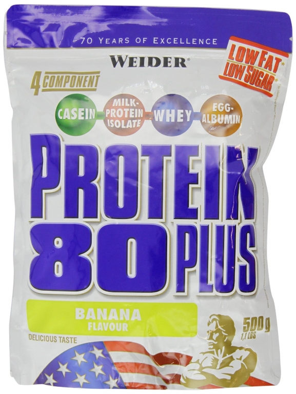 Pulbere proteica mix 4sort 80+ banane 500g - WEIDER