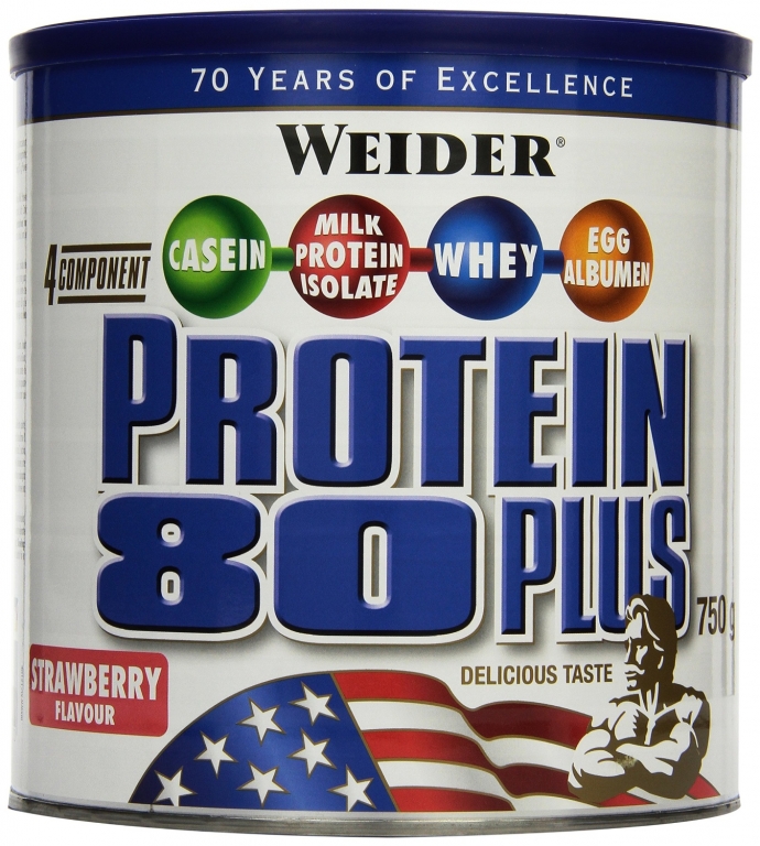 Pulbere proteica mix 4sort 80+ capsuni 750g - WEIDER