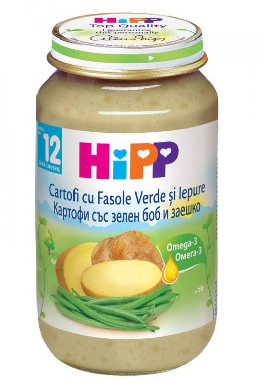 Piure cartofi fasole verde iepure bebe +12luni 220g - HIPP ORGANIC