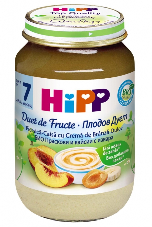 Terci duet fructe crema branza bebe +7luni 160g - HIPP ORGANIC