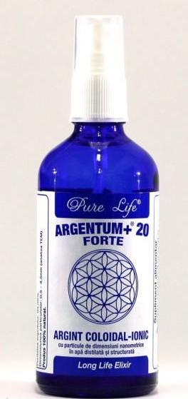 Argint coloidal 20ppm Argentum+ forte pulverizator 120ml - PURE LIFE
