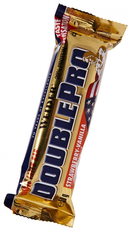 Baton proteic 28% DoublePro capsuni vanilie 100g - WEIDER