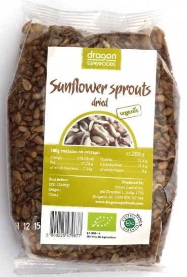 Seminte fl soarelui pt germinat eco 250g - DRAGON SUPERFOODS