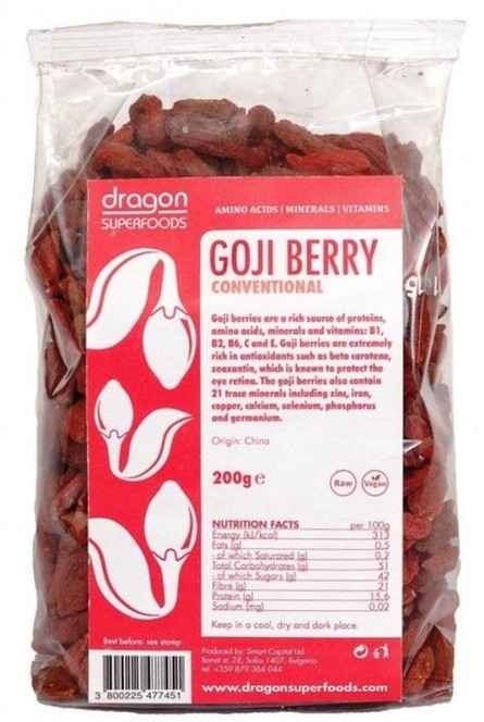 Goji fructe uscate eco 200g - DRAGON SUPERFOODS