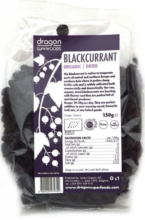 Coacaze negre uscate eco 150g - DRAGON SUPERFOODS