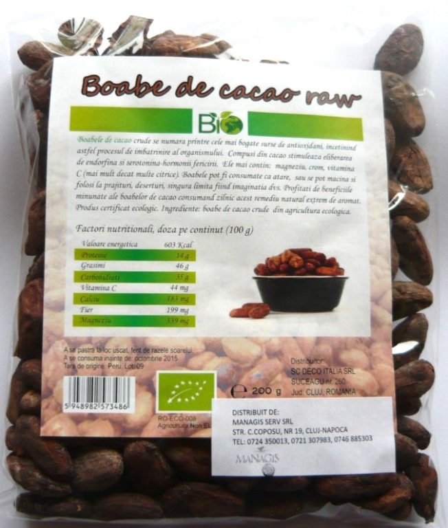 Cacao boabe crude eco 200g - DECO ITALIA