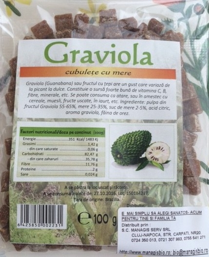 Graviola pulpa mar cuburi uscate 100g - DECO ITALIA