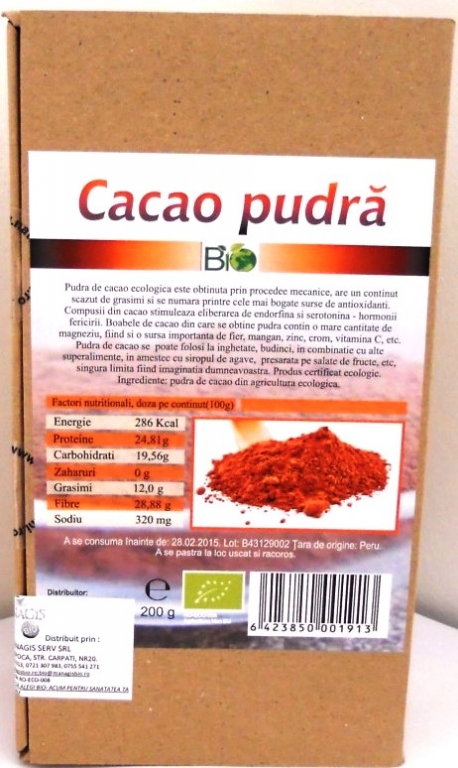 Cacao pulbere bio 200g - DECO ITALIA