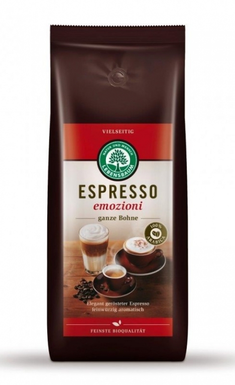 Cafea boabe arabica espresso Emozioni eco 1kg - LEBENSBAUM