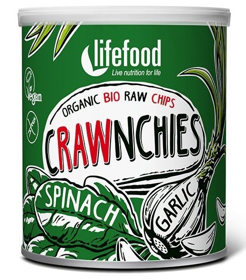 Chipsuri spanac usturoi fara gluten raw bio 30g - LIFEFOOD