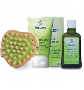 Set anticelulitic mesteacan [Ulei+Lotiune dus+perie masaj+borseta] 4b - WELEDA