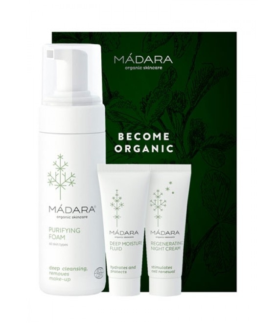 Set cadou Become Organic [spuma demachianta+crema noapte+fluid ten] 3b - MADARA