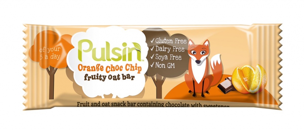 Baton fructe ovaz portocale chipsuri ciocolata copii 25g - PULSIN