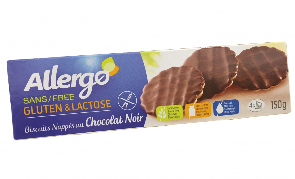 Biscuiti glazurati ciocolata neagra 150g - ALLERGO