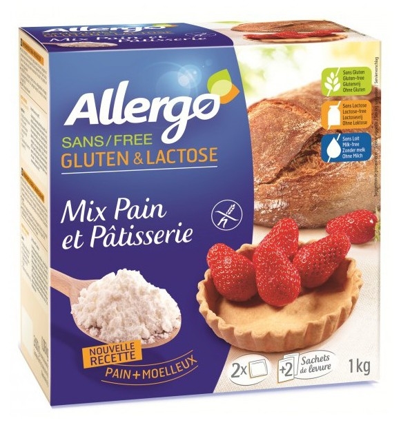 Premix paine patiserie fara gluten 2x500g - ALLERGO