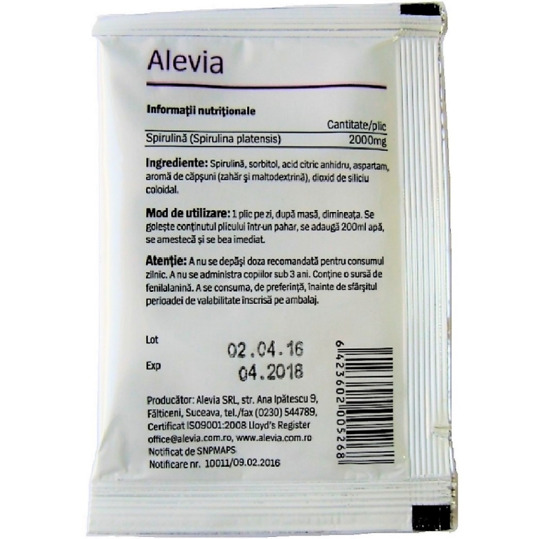 Spirulina 2000mg solubila plic 4,7g - ALEVIA