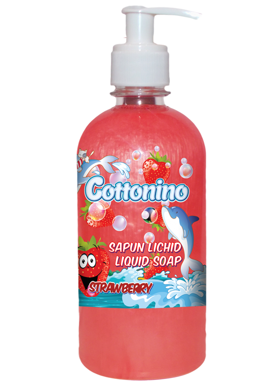 Sapun lichid maini capsuni copii 500ml - COTTONINO