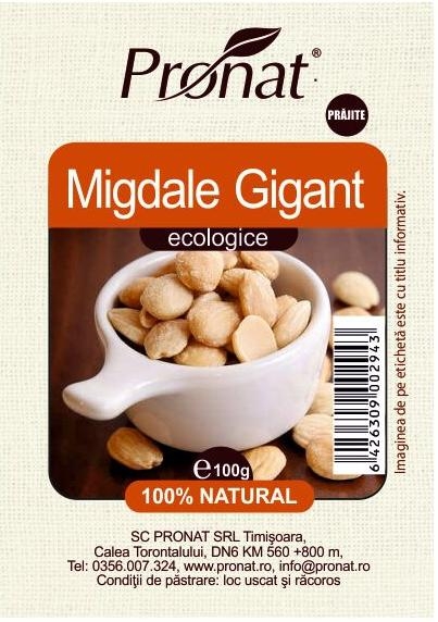 Migdale gigant prajite eco 100g - PRONAT