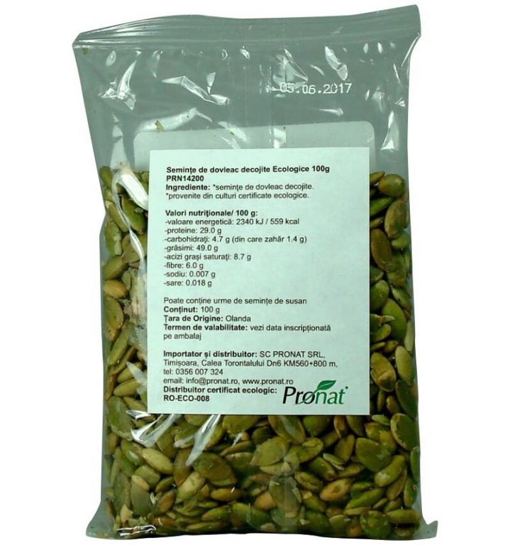 Seminte dovleac prajite eco 100g - PRONAT