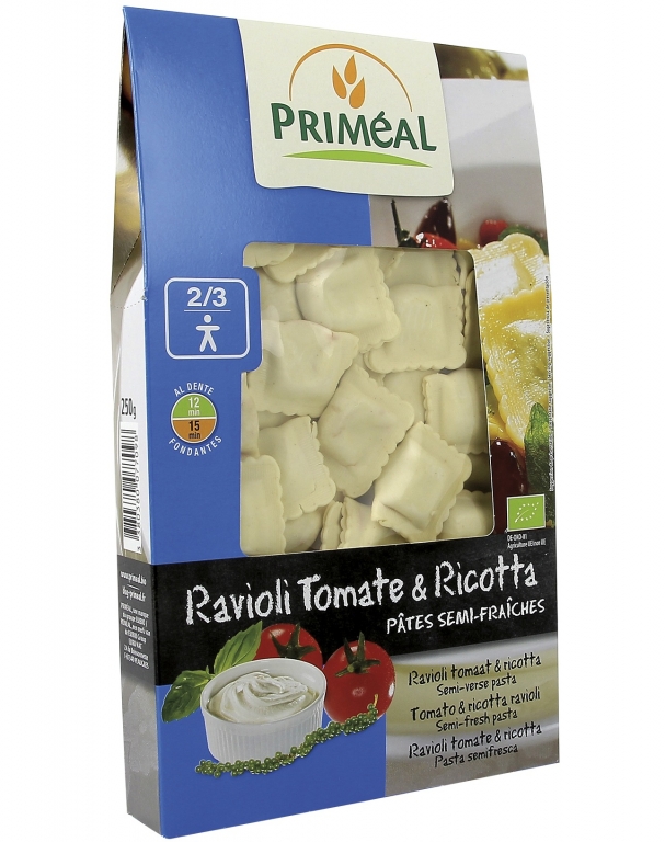 Paste ravioli grau rosii ricotta eco 250g - PRIMEAL