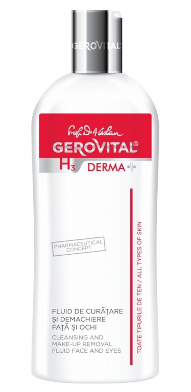 Fluid curatare demachiere fata ochi 200ml - GEROVITAL H3 DERMA+