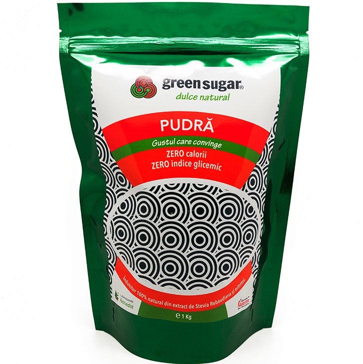 Eritritol stevie indulcitor cristalizat pudra 1kg - GREEN SUGAR