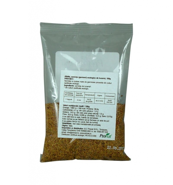 Seminte lucerna [alfalfa] pt germinat eco 100g - PRONAT