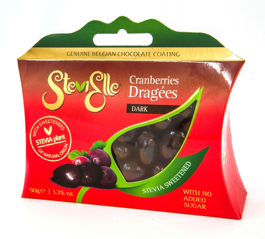 Drajeuri merisor in ciocolata neagra 50g - STEVIELLE