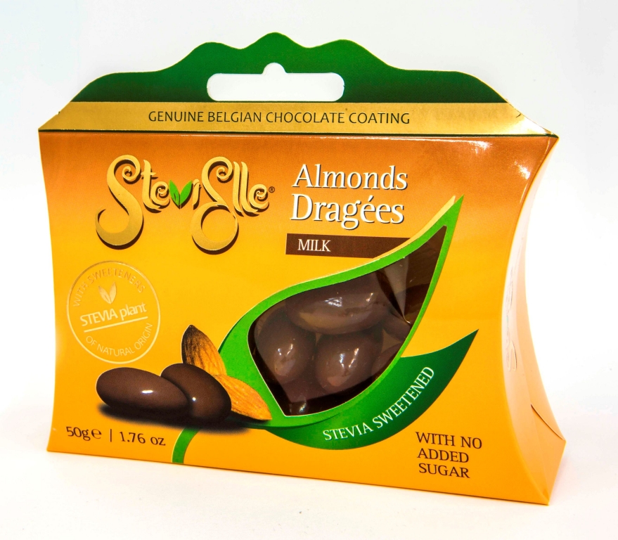 Drajeuri migdale in ciocolata lapte 50g - STEVIELLE
