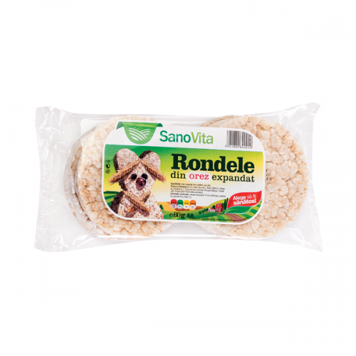 Rondele expandate orez fara sare 80g - SANOVITA