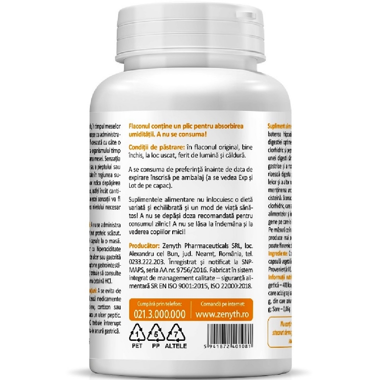 Betaine HCL pepsin 580mg 60cps - ZENYTH