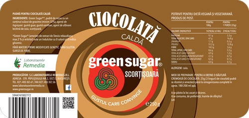 Ciocolata calda instant scortisoara 250g - GREEN SUGAR