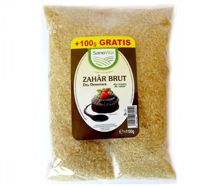 Zahar brut trestie nerafinat Demerara 1kg+100g - SANOVITA