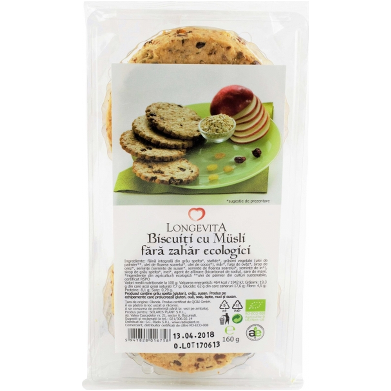 Biscuiti musli fara zahar eco 160g - LONGEVITA